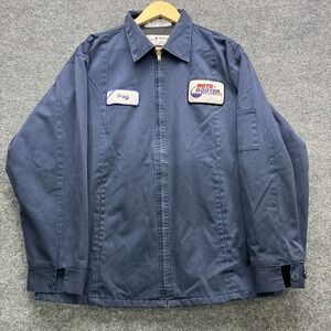 Aramark Work Jacket Men's Size L Navy Blue Vintage Zip Up Roto Rooter Outerwear